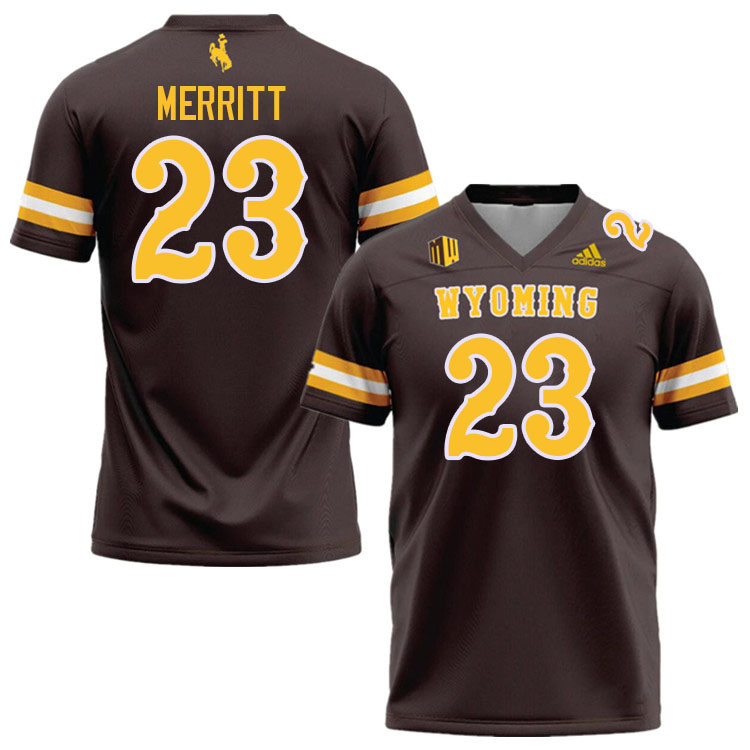 Wyoming Cowboys #23 Caleb Merritt College Football Jerseys Stitched Sale-Brown